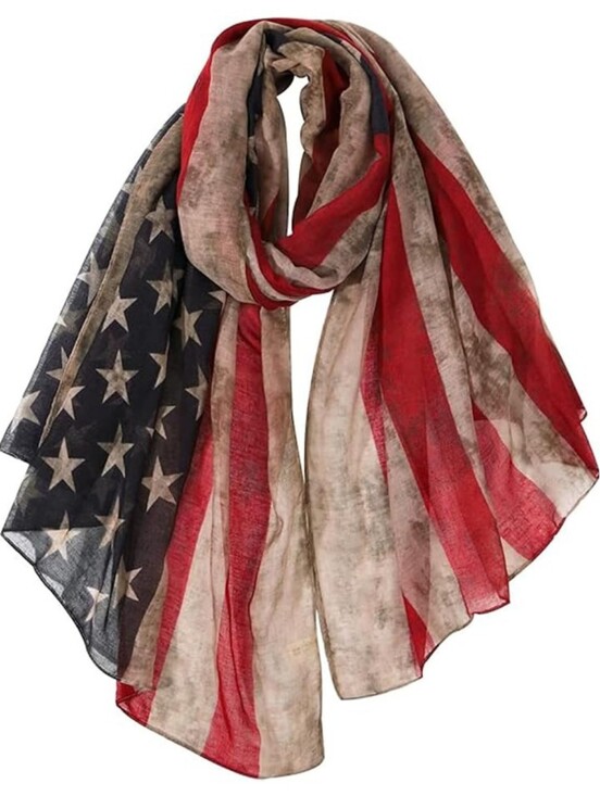 Accessories - Vintage American Flag Scarf Patriotic Fourth of July Wrap Shawl USA Stars Stripe
